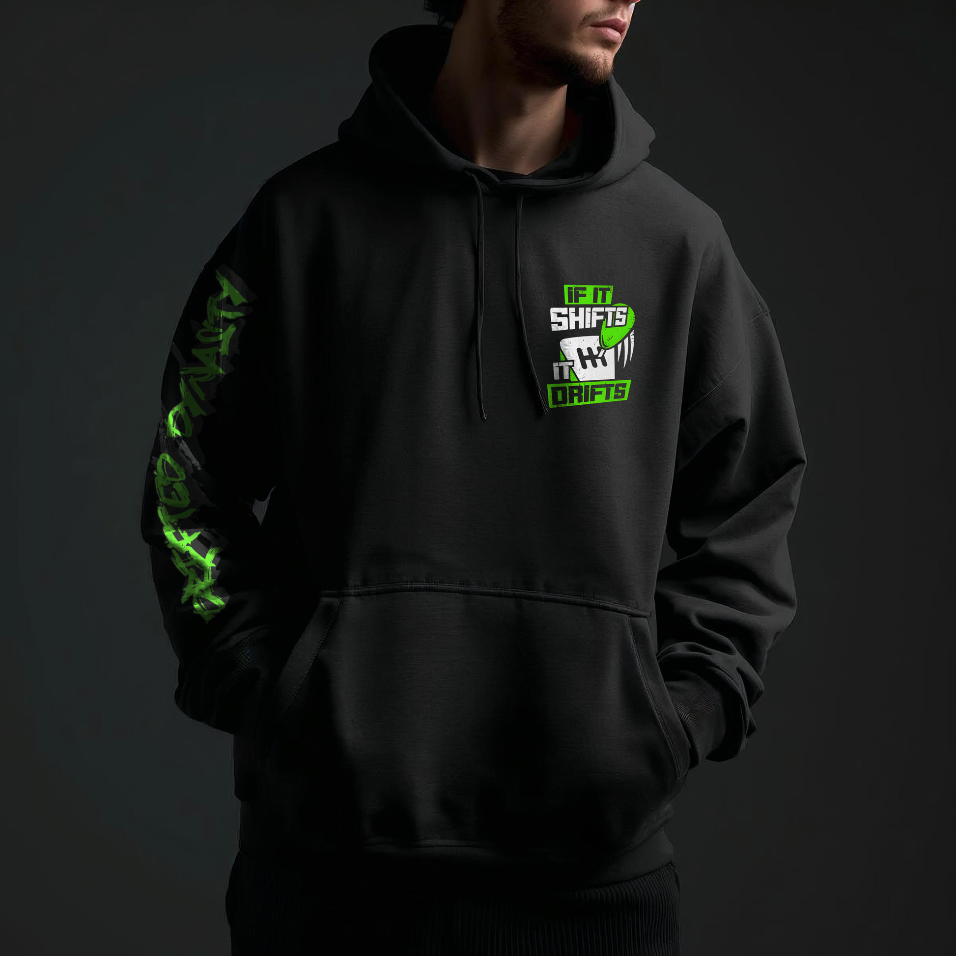 Piston Bloom Hoodie – Midnight Black