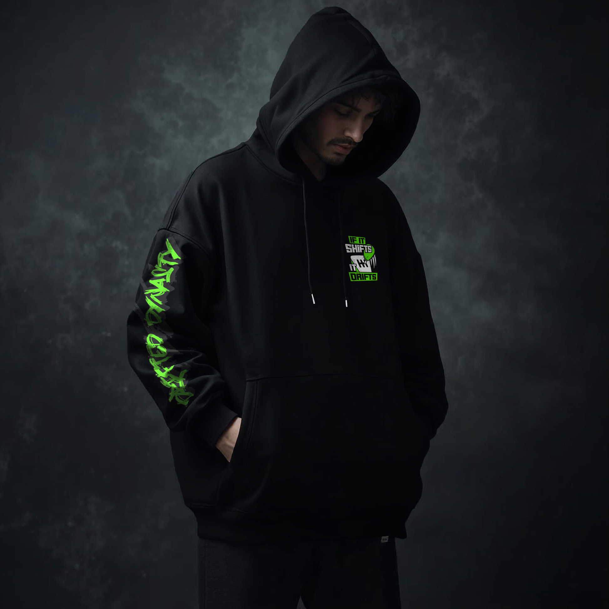 Piston Bloom Hoodie – Midnight Black