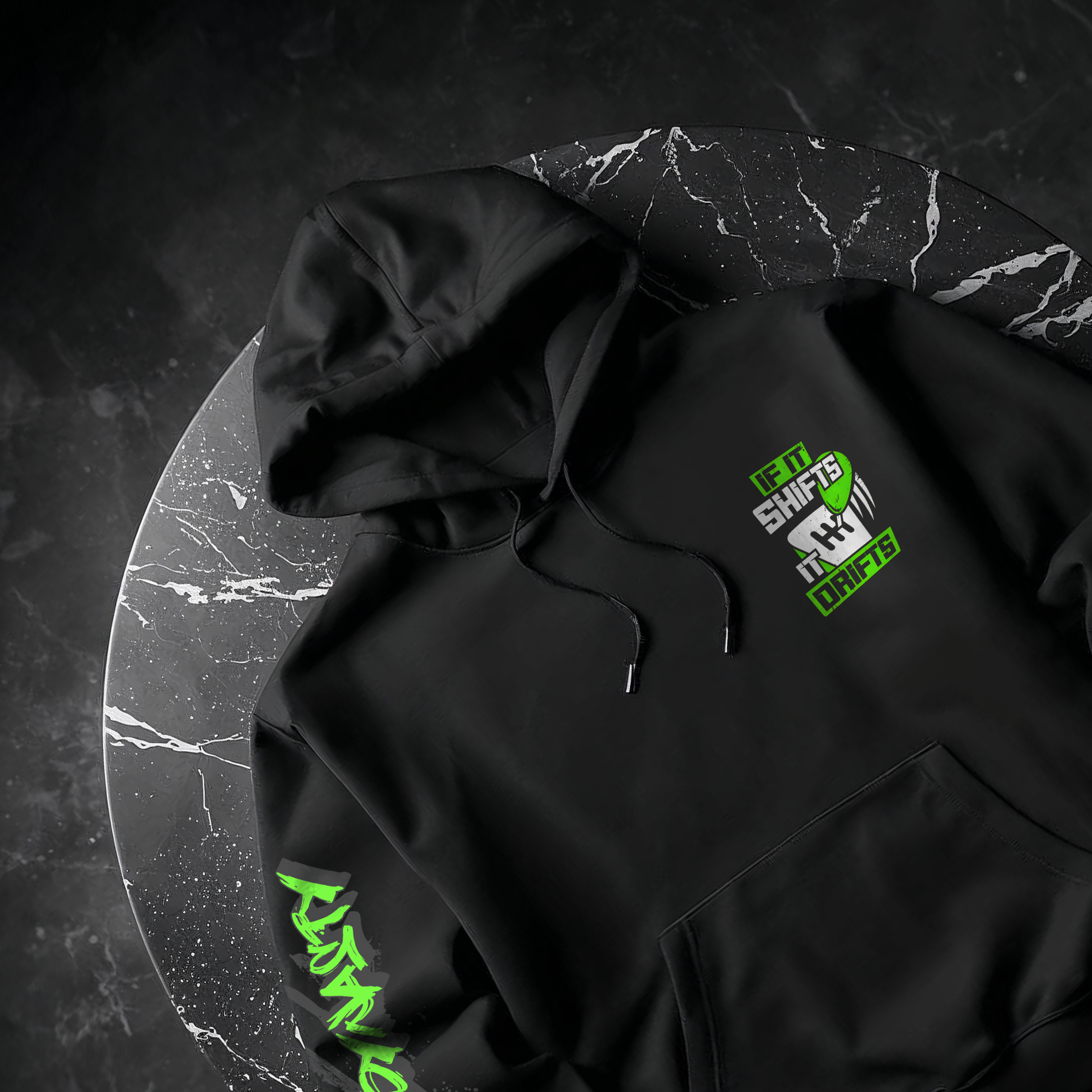 Piston Bloom Hoodie – Midnight Black